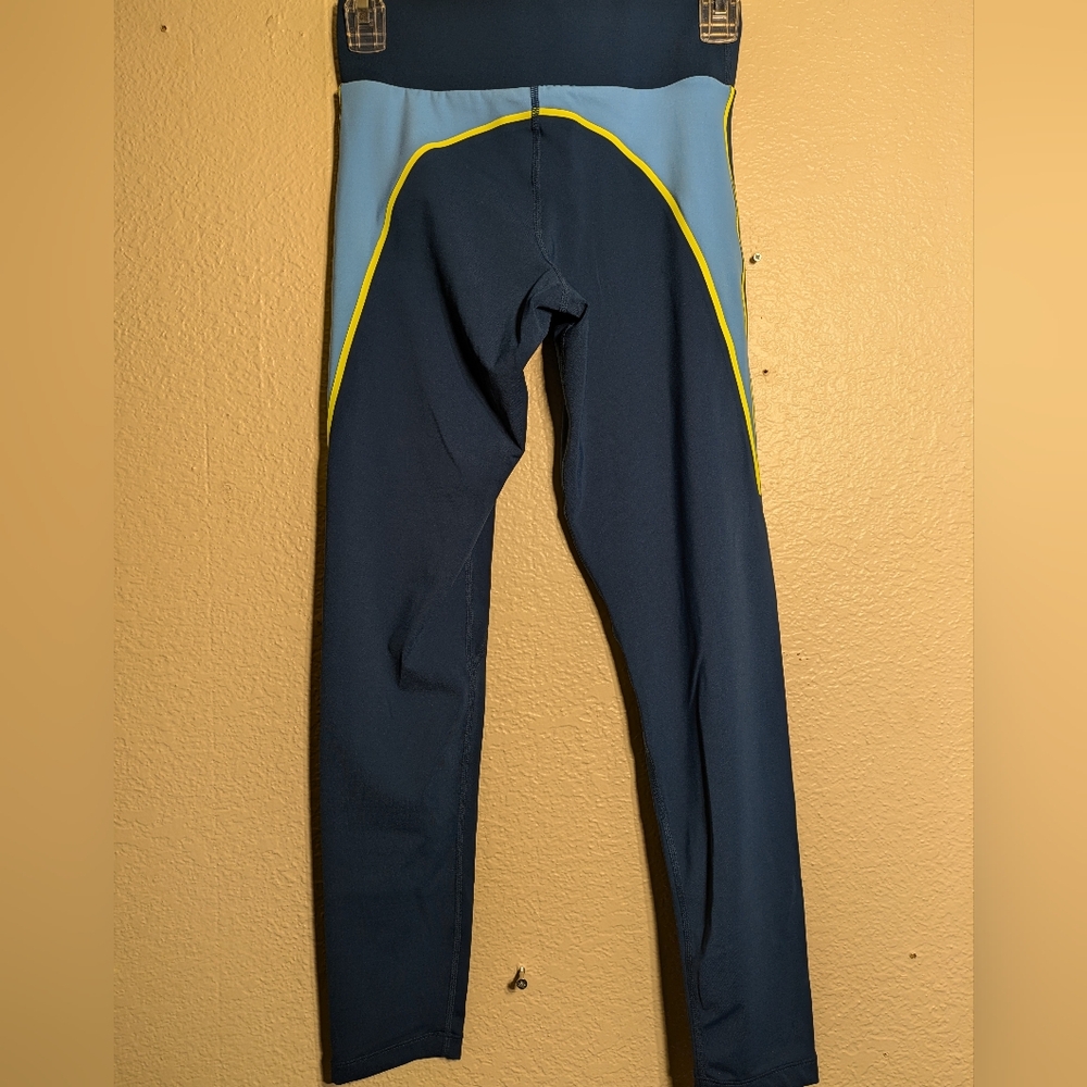 Noli Blue and Light Blue Leggings with Yellow Highlights Size Small